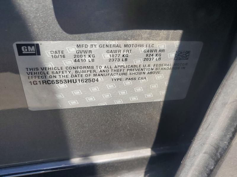 Aukcja sprzedaży 2017 Chevrolet Volt, vin: 1G1RC6S53HU162504, numer aukcji: 57407856