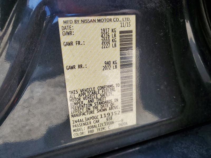 Продажа на аукционе авто 2016 Nissan Altima, vin: 1N4AL3AP0GC119352, номер лота: 57444546