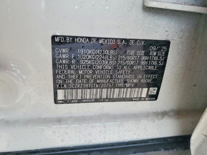 Продажа на аукционе авто 2026 Honda Hr-v, vin: 3CZRZ1H30TM720797, номер лота: 55799276