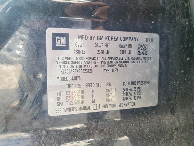 Продажа на аукционе авто 2016 Buick Encore, vin: KL4CJASBXGB623729, номер лота: 56629326