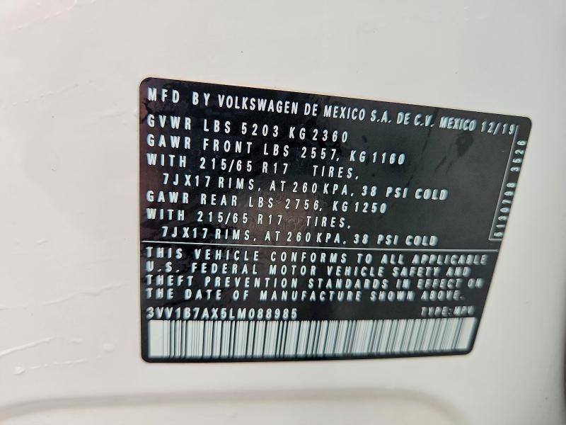 58404856 :رقم المزاد ، 3VV1B7AX5LM088985 vin ، 2020 Volkswagen Tiguan مزاد بيع