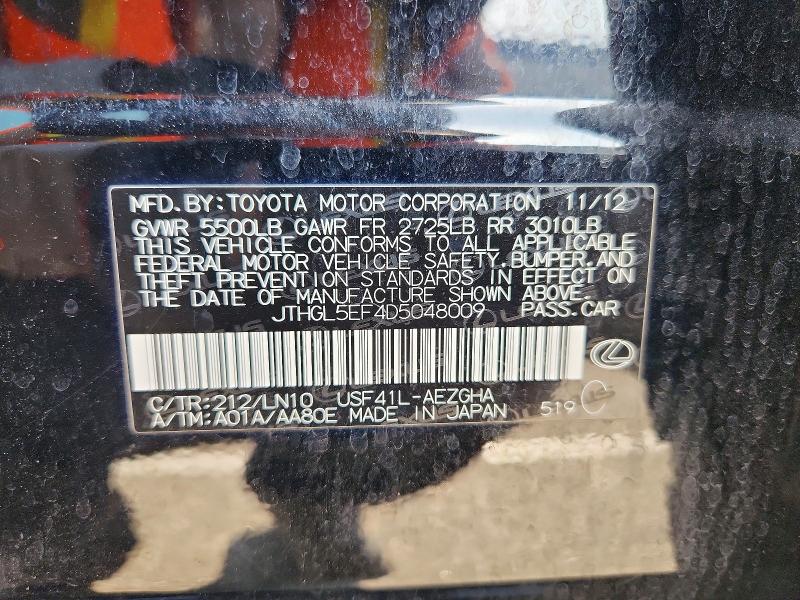 56100766 :رقم المزاد ، JTHGL5EF4D5048009 vin ، 2013 Lexus Ls مزاد بيع