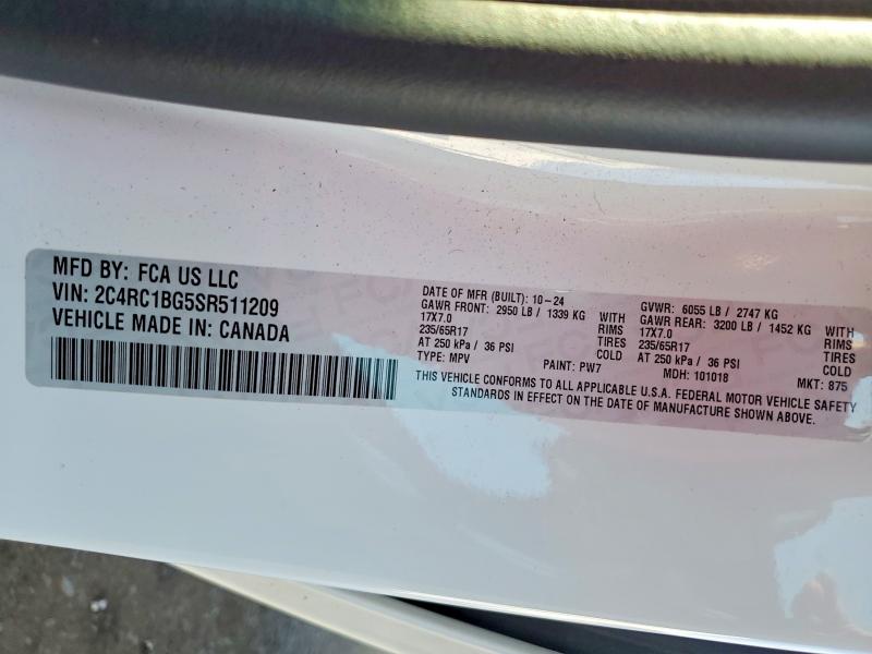 Продаж на аукціоні авто 2025 Chrysler Pacifica, vin: 2C4RC1BG5SR511209, номер лоту: 51924606