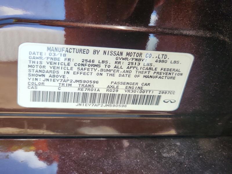 Aukcja sprzedaży 2018 Infiniti Q50, vin: JN1EV7AP2JM590596, numer aukcji: 57177116