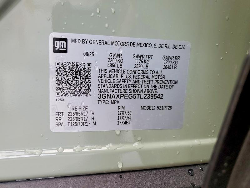 Aukcja sprzedaży 2026 Chevrolet Equinox, vin: 3GNAXPEG5TL239542, numer aukcji: 55818676