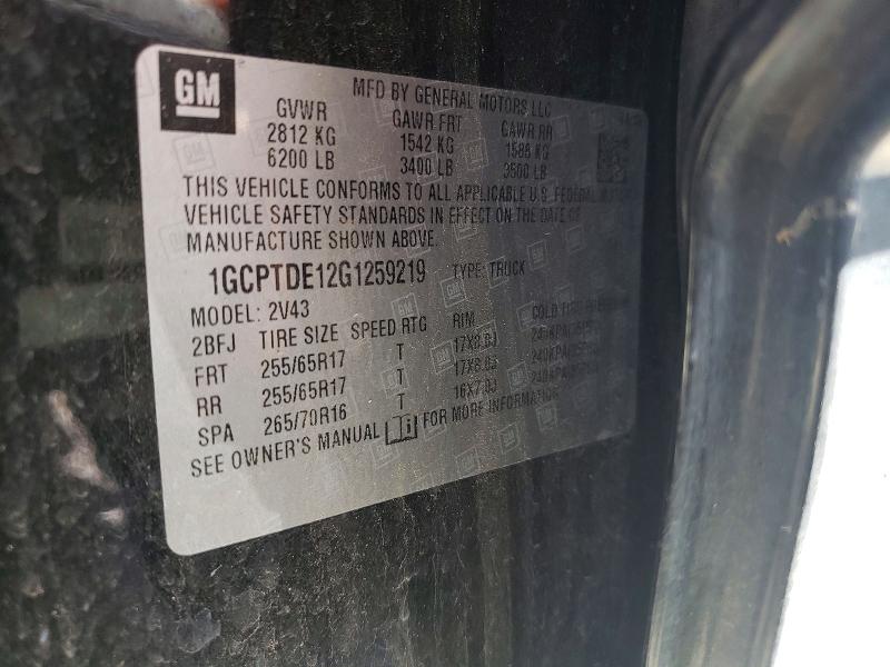 Aukcja sprzedaży 2016 Chevrolet Colorado, vin: 1GCPTDE12G1259219, numer aukcji: 57882436
