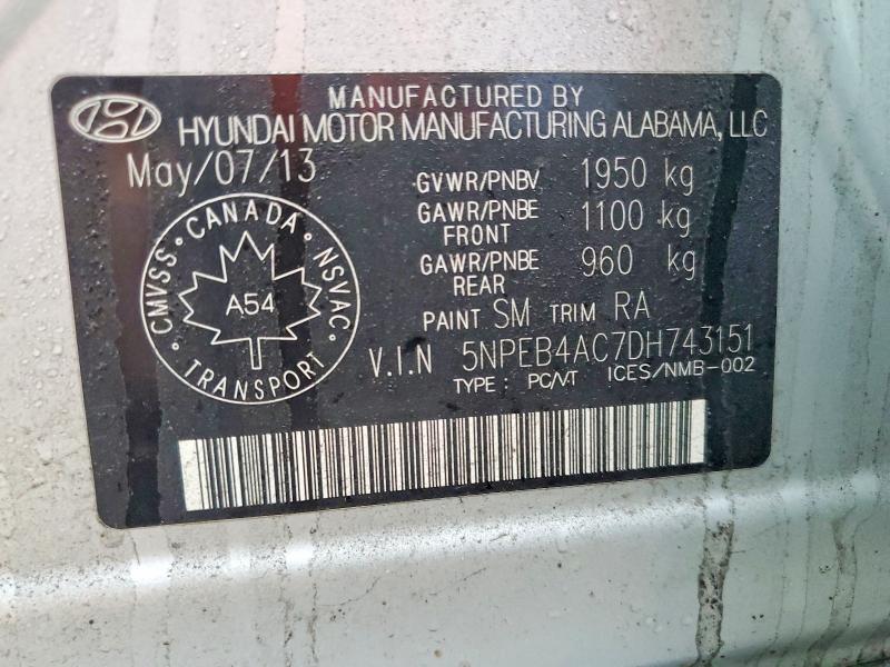 Продажа на аукционе авто 2013 Hyundai Sonata, vin: 5NPEB4AC7DH743151, номер лота: 57897026