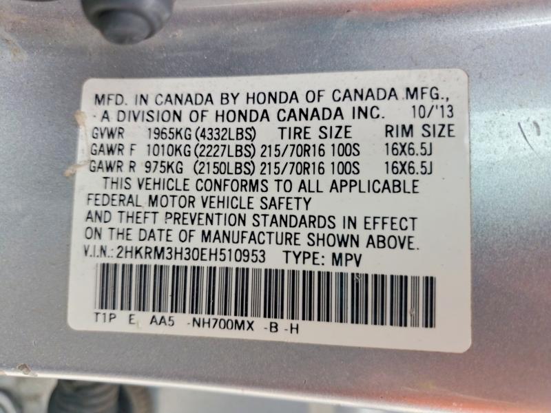 Aukcja sprzedaży 2014 Honda Cr-v, vin: 2HKRM3H30EH510953, numer aukcji: 58940666