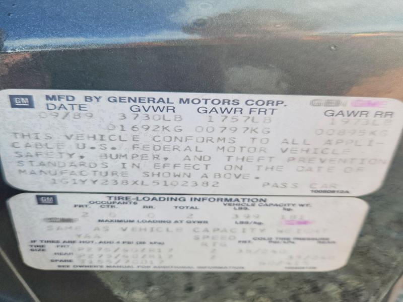 Aukcja sprzedaży 1990 Chevrolet Corvette, vin: 1G1YY238XL5102382, numer aukcji: 56397276