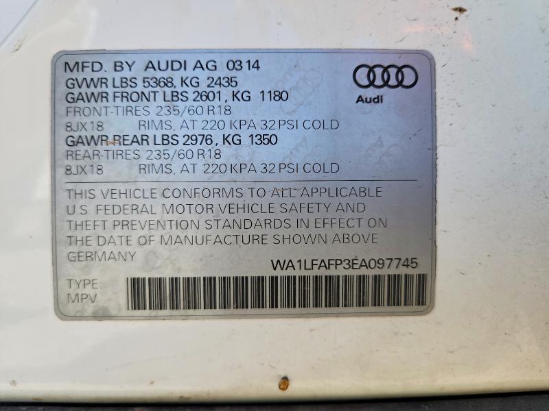 55700086 :رقم المزاد ، WA1LFAFP3EA097745 vin ، 2014 Audi Q5 مزاد بيع