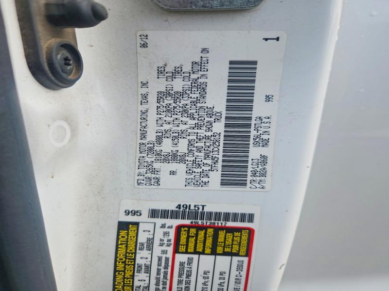 58772516 :رقم المزاد ، 5TFHW5F13CX258152 vin ، 2012 Toyota Tundra مزاد بيع