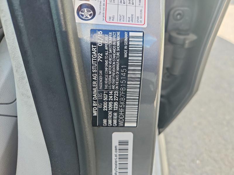 55328796 :رقم المزاد ، WDDHF5KB7FB151451 vin ، 2015 Mercedes-benz E مزاد بيع