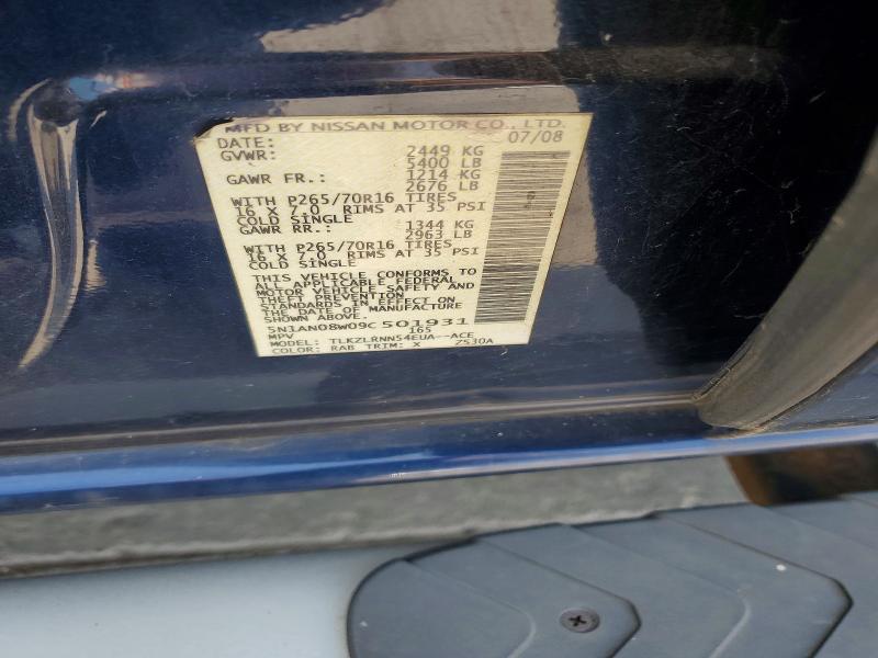 58775636 :رقم المزاد ، 5N1AN08W09C501931 vin ، 2009 Nissan Xterra مزاد بيع