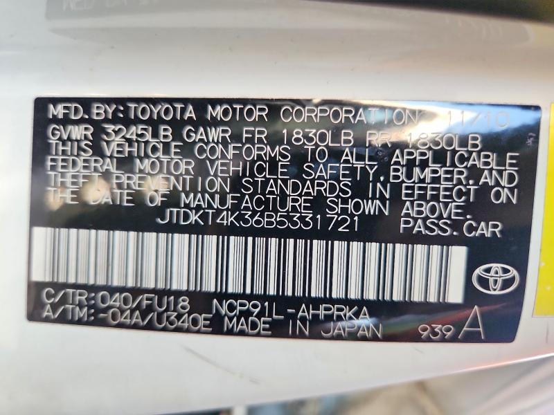 Продажа на аукционе авто 2011 Toyota Yaris, vin: JTDKT4K36B5331721, номер лота: 57070236