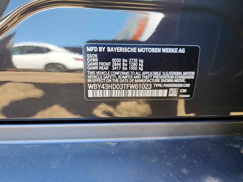 Aukcja sprzedaży 2026 Bmw I4, vin: WBY43HD03TFW61023, numer aukcji: 54545486