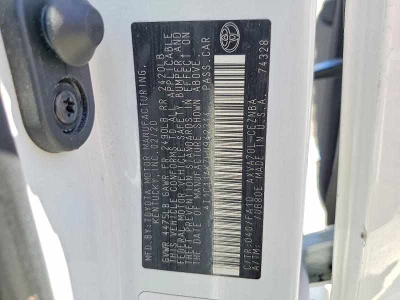 Продаж на аукціоні авто 2020 Toyota Camry, vin: 4T1C11AK7LU942314, номер лоту: 55942226