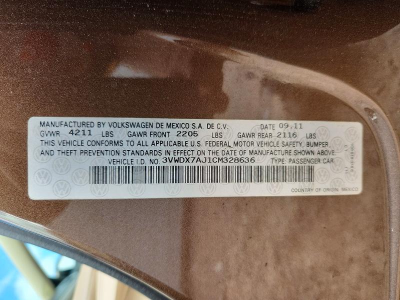 2012 Volkswagen Jetta მანქანა იყიდება აუქციონზე, vin: 3VWDX7AJ1CM328636, აუქციონის ნომერი: 56595876