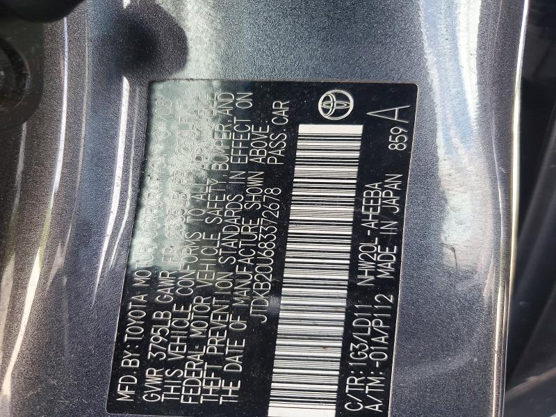 55547566 :رقم المزاد ، JTDKB20U683372678 vin ، 2008 Toyota Prius مزاد بيع