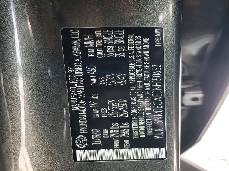 2022 Hyundai Tucson მანქანა იყიდება აუქციონზე, vin: 5NMJECAE0NH150652, აუქციონის ნომერი: 58162166