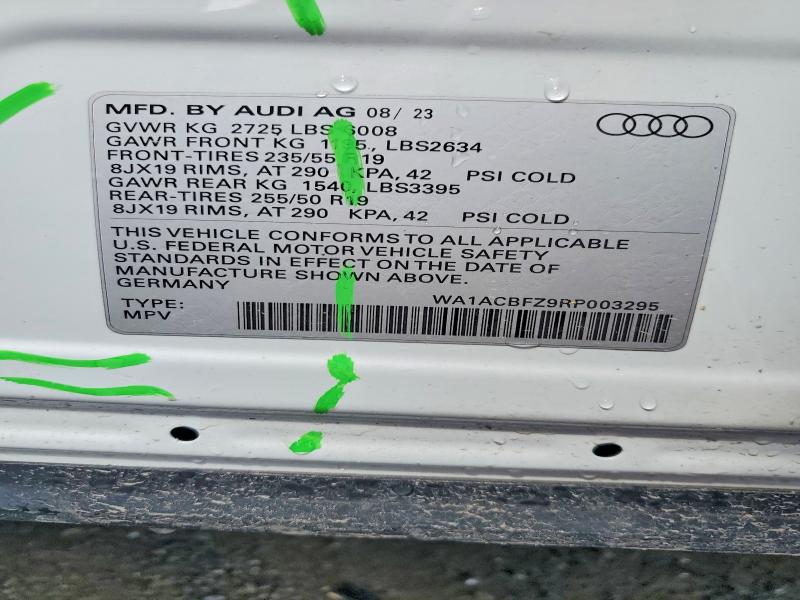 55822856 :رقم المزاد ، WA1ACBFZ9RP003295 vin ، 2024 Audi Q4 E-tron مزاد بيع