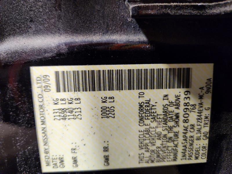 56301906 :رقم المزاد ، 1N4AA5AP4AC809839 vin ، 2010 Nissan Maxima مزاد بيع