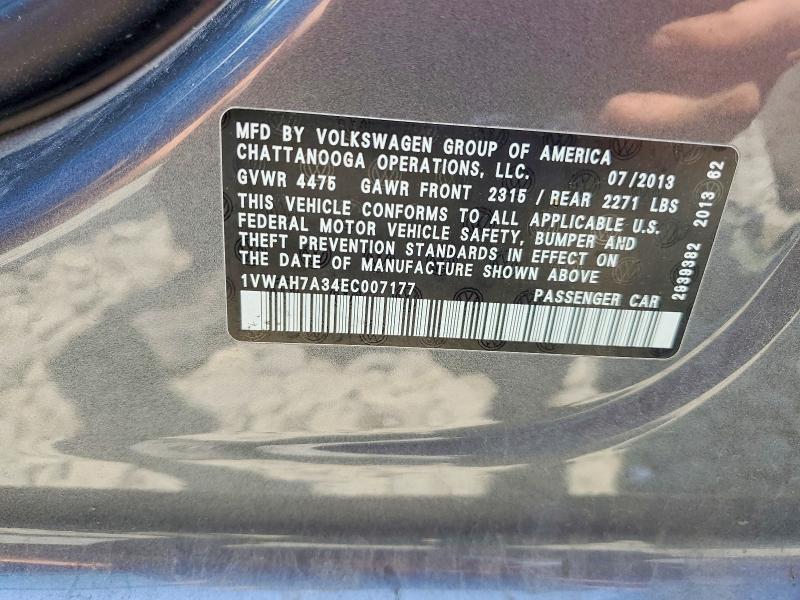 55733756 :رقم المزاد ، 1VWAH7A34EC007177 vin ، 2014 Volkswagen Passat مزاد بيع