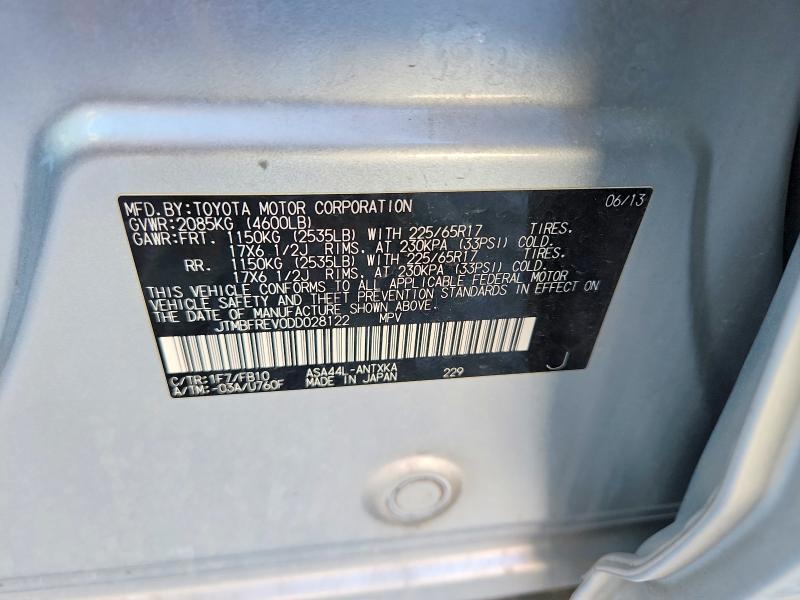 Aukcja sprzedaży 2013 Toyota Rav4, vin: JTMBFREV0DD028122, numer aukcji: 57372436