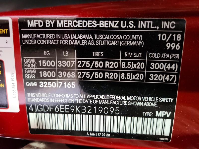 Продажа на аукционе авто 2019 Mercedes-benz Gls, vin: 4JGDF6EE9KB219095, номер лота: 56227726