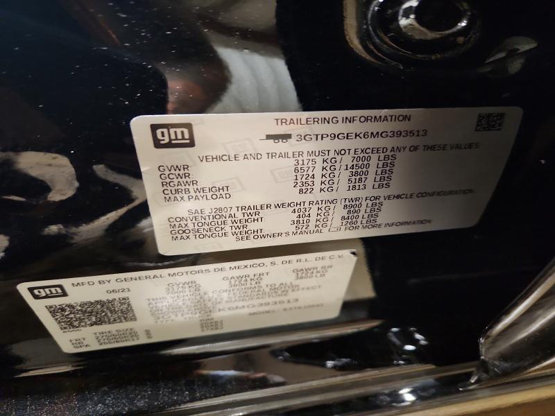 2021 Gmc Sierra მანქანა იყიდება აუქციონზე, vin: 3GTP9GEK6MG393513, აუქციონის ნომერი: 57195326