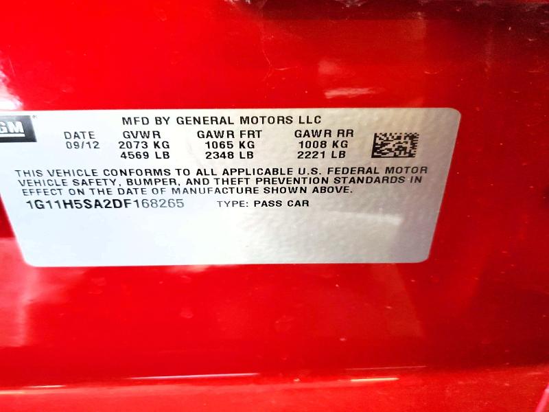 Продажа на аукционе авто 2013 Chevrolet Malibu, vin: 1G11H5SA2DF168265, номер лота: 55212466