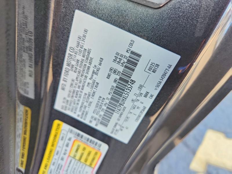 2020 Ford Mustang მანქანა იყიდება აუქციონზე, vin: 1FATP8UHXL5135748, აუქციონის ნომერი: 58526736