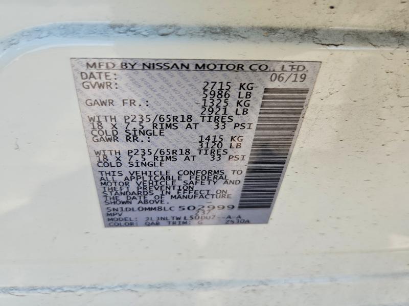 Aukcja sprzedaży 2020 Infiniti Qx60, vin: 5N1DL0MM8LC502999, numer aukcji: 55965056