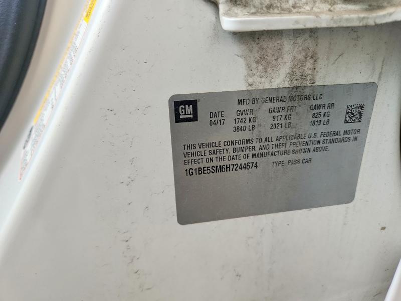 2017 Chevrolet Cruze მანქანა იყიდება აუქციონზე, vin: 1G1BE5SM6H7244674, აუქციონის ნომერი: 55875116