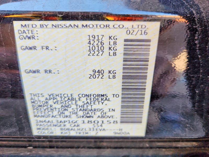 Продаж на аукціоні авто 2016 Nissan Altima, vin: 1N4AL3AP1GC180158, номер лоту: 55987506