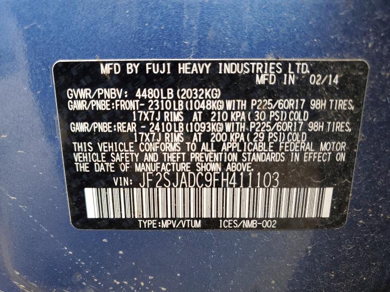 Продажа на аукционе авто 2015 Subaru Forester, vin: JF2SJADC9FH411103, номер лота: 55528176