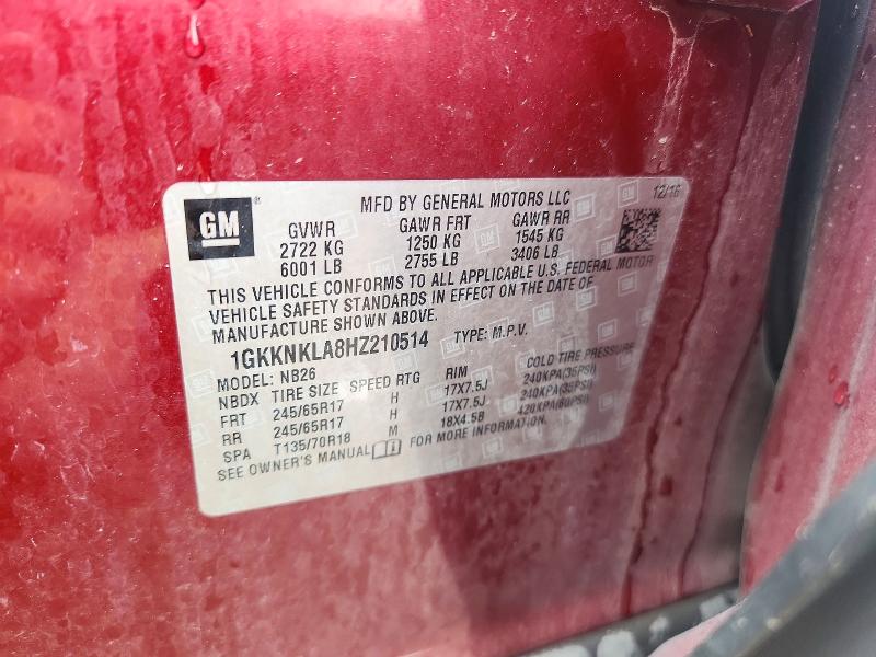 Aukcja sprzedaży 2017 Gmc Acadia, vin: 1GKKNKLA8HZ210514, numer aukcji: 58708606