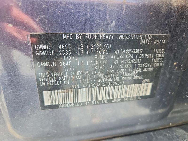 Продажа на аукционе авто 2015 Subaru Outback, vin: 4S4BSBAC5F3225542, номер лота: 56477586