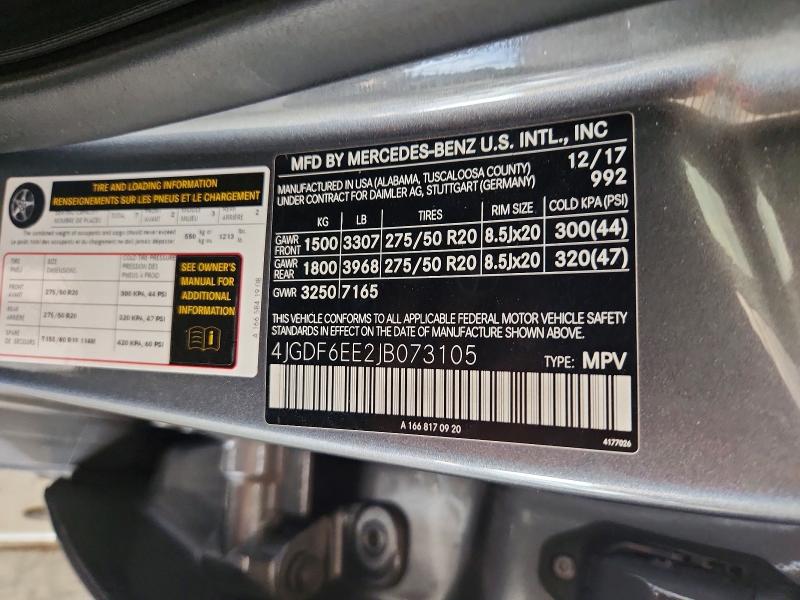 2018 Mercedes-benz Gls მანქანა იყიდება აუქციონზე, vin: 4JGDF6EE2JB073105, აუქციონის ნომერი: 58841196
