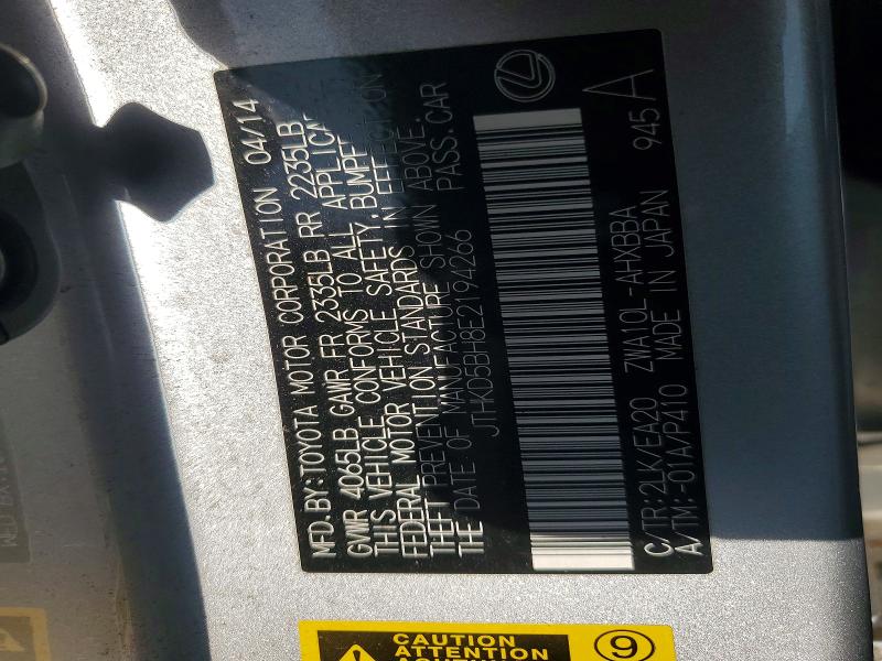 Продаж на аукціоні авто 2014 Lexus Ct, vin: JTHKD5BH8E2194266, номер лоту: 58276106