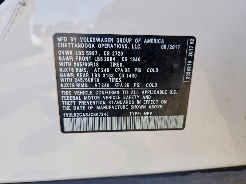 Продажа на аукционе авто 2018 Volkswagen Atlas, vin: 1V2LR2CA8JC507245, номер лота: 57609226