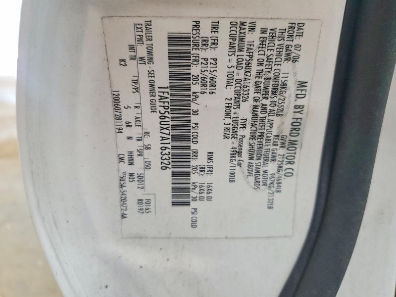 Продажа на аукционе авто 2007 Ford Taurus, vin: 1FAFP56UX7A163326, номер лота: 59390006