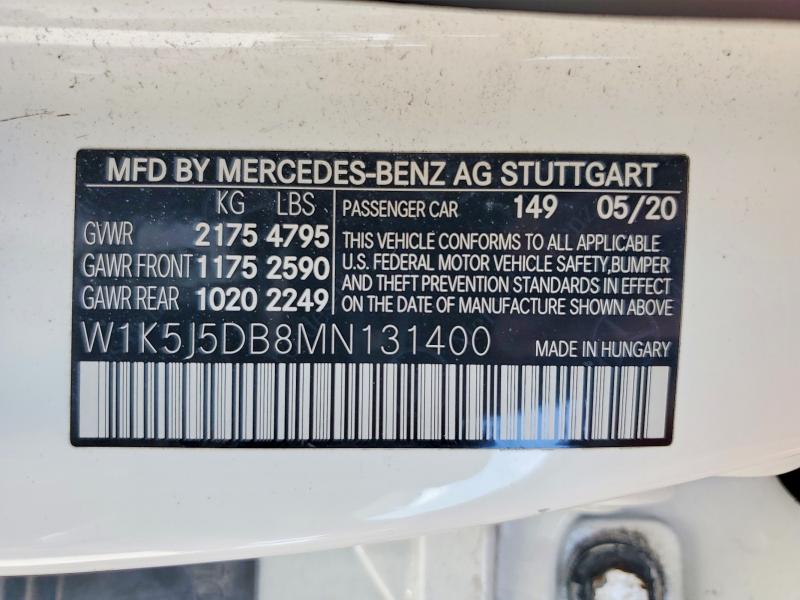 Продаж на аукціоні авто 2021 Mercedes-benz Cla, vin: W1K5J5DB8MN131400, номер лоту: 58236816