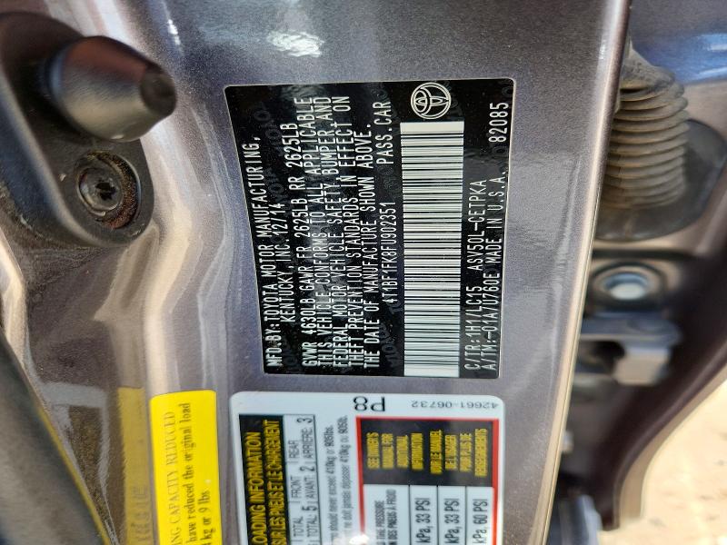 2015 Toyota Camry მანქანა იყიდება აუქციონზე, vin: 4T1BF1FK8FU902351, აუქციონის ნომერი: 56333186