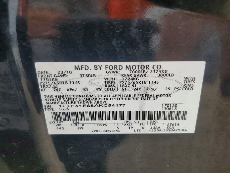 Aukcja sprzedaży 2010 Ford F150, vin: 1FTEX1E88AKC54177, numer aukcji: 55941856