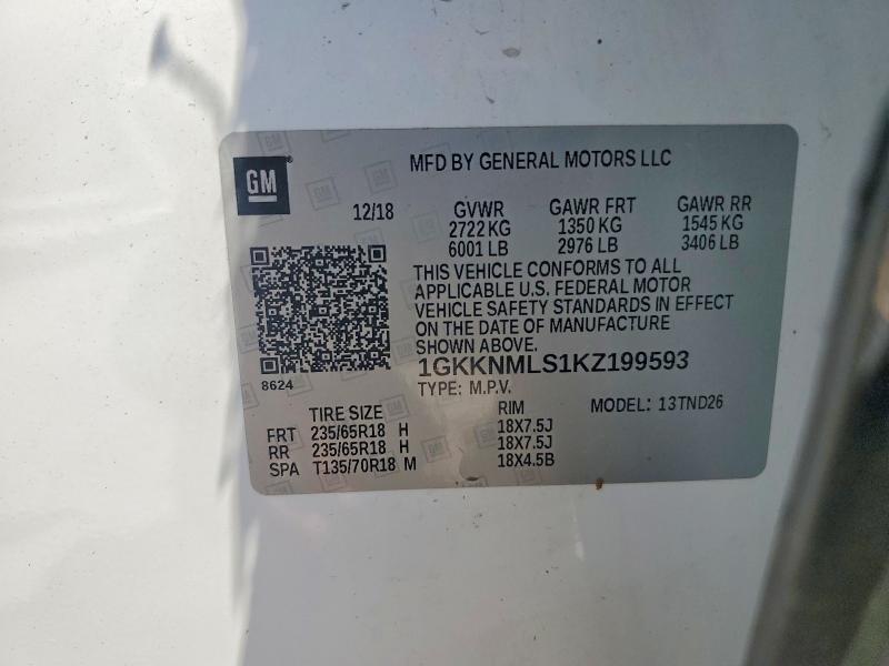 Продажа на аукционе авто 2019 Gmc Acadia, vin: 1GKKNMLS1KZ199593, номер лота: 56083506