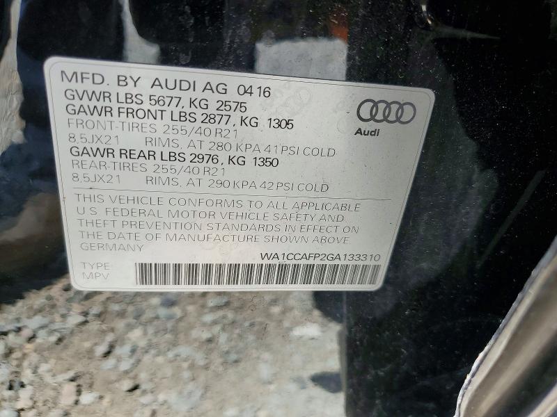 Продажа на аукционе авто 2016 Audi Sq5, vin: WA1CCAFP2GA133310, номер лота: 56186656