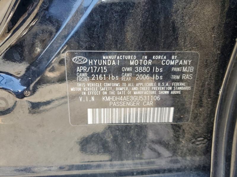 Продажа на аукционе авто 2016 Hyundai Elantra, vin: KMHDH4AE3GU531106, номер лота: 58039456