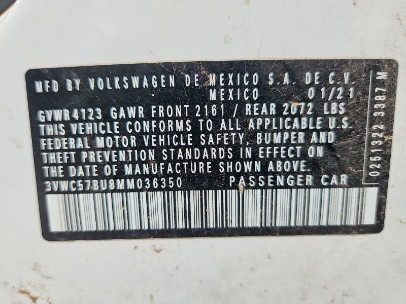 58232586 :رقم المزاد ، 3VWC57BU8MM036350 vin ، 2021 Volkswagen Jetta مزاد بيع