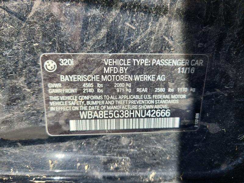 2017 Bmw 320 მანქანა იყიდება აუქციონზე, vin: WBA8E5G38HNU42666, აუქციონის ნომერი: 57640986