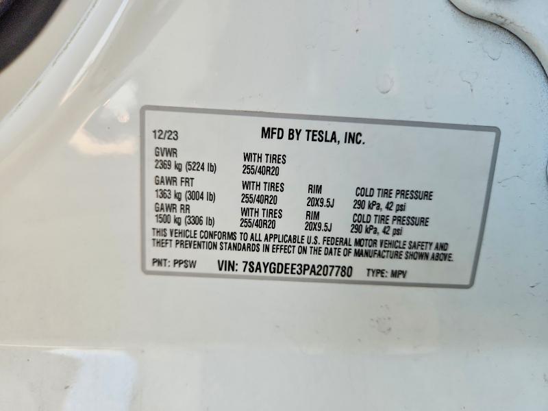 Продаж на аукціоні авто 2023 Tesla Model Y, vin: 7SAYGDEE3PA207780, номер лоту: 56041666